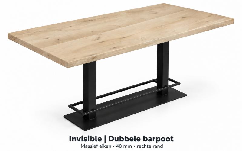 Eiken bartafel met rechte rand &ndash; dubbele barpoot